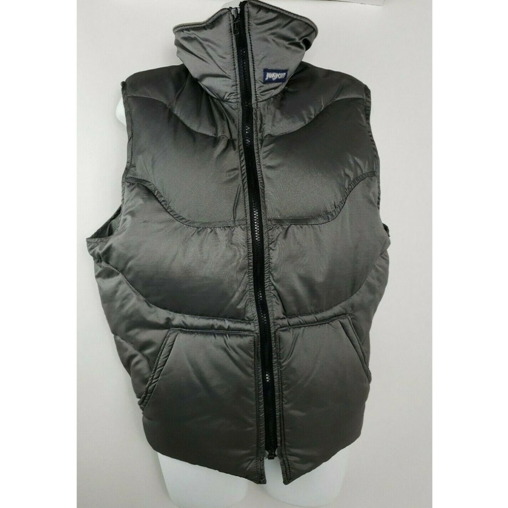 Vintage JanSport Gray Tan Corduroy Hipster Vest S - Picture 2 of 6